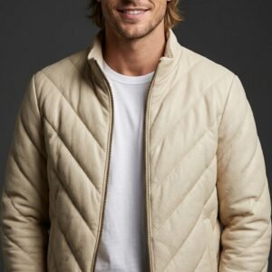 Cream Bias Puffer Jacket