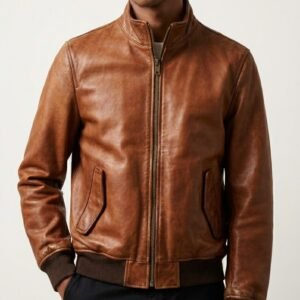 Cognac Burnish Bomber Jacket